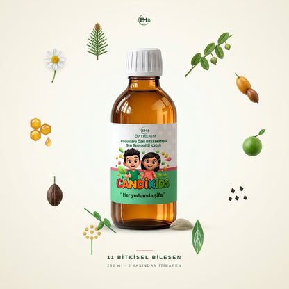 BayHekim Candikids Çocuklara Özel Bitki Ekstreli Ve Sıvı Bentonitli İçecek 250 Ml.
